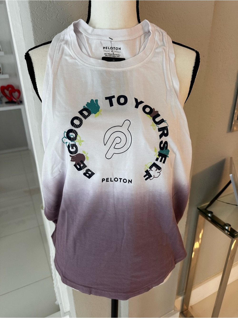 Peloton White to Purple Ombre Tank with Logo Graphic